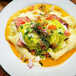 Steak tamale benedict