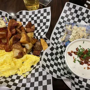 Breakfast special (16.50) + the Clam chowder (10.99)