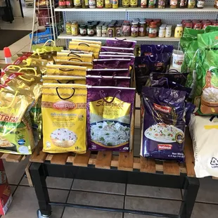 a variety of food items on a table
