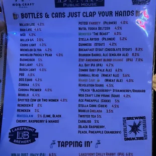 Beer Menu