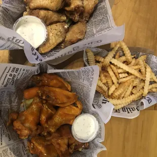 Dunk's Dry Rub wings Buffalo wings and full order of fries