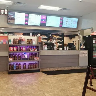  the inside of a dunkin donuts shop