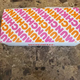  dunkin&apos;s donuts box on a table