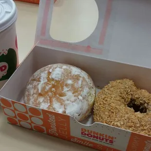 My favorite: Chocolate Bavarian kreme and toasted coconut donut with coffee.