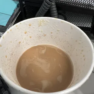 This is my cup of coffee when I got it.  I did not drink anything.  Paid for half a cup of a small coffee.