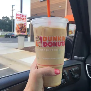 Large cold brew coffee with pumpkin swirl