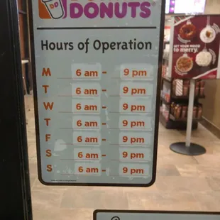  the hours of operation for dunkin donuts