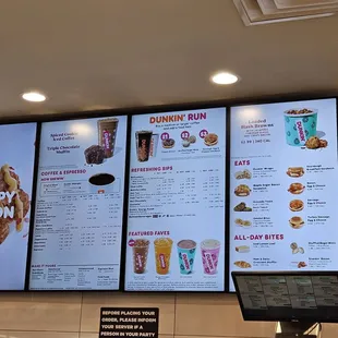  the menu and prices of dunkin donuts