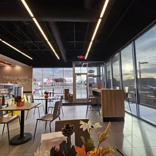  the inside of a dunkinkin donuts restaurant