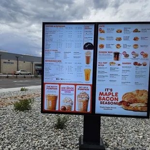  a menu for dunkin'donuts