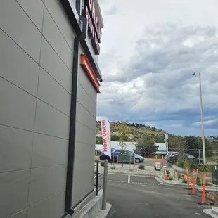  a view of the outside of a dunkin donuts store