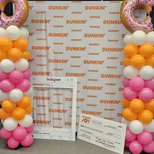  a display of a giant donut