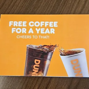  a free coffee for a year