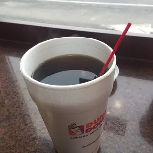 Hot black coffee.  Great flavor.