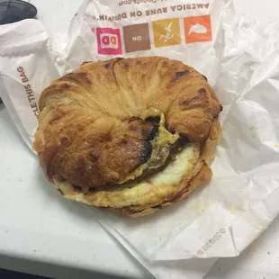 Sausage egg and cheese croissant.