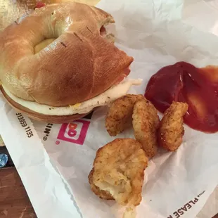 Soggy taters and cold stale sandwich