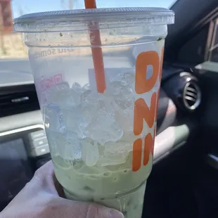 Large Iced Matcha Latte.  Or is it a Large cup of ice with lite matcha? C'mon.
