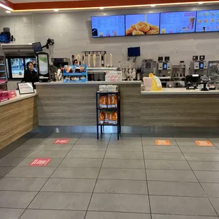  the inside of a dunkin donuts shop