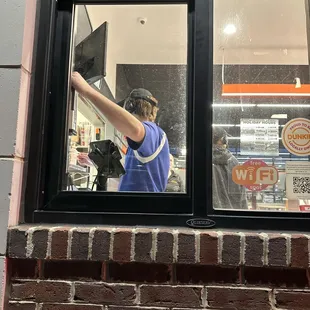 Getting a bagel from the drive-through