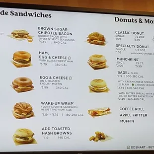  a menu for a fast food restaurant