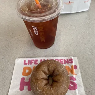 Sweet tea and blueberry frosted doughnut