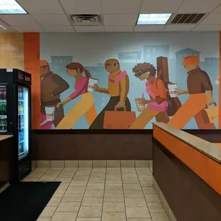  a group of people in a cafeteria