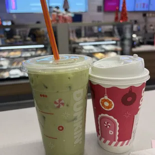 iced medium matcha and hot medium matcha