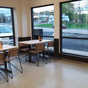 Dining area, to the right as you enter. Note the one lonely outlet in the corner.