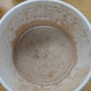This is what they gave me for hot chocolate. Cup no where close to filled. 1.99$ special not worth this nasty regular cup