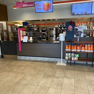  the inside of a dunkin donuts shop