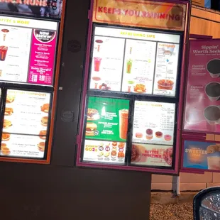  the menus of a fast food restaurant