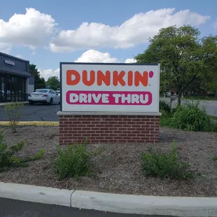  a dunkin donuts drive thru sign