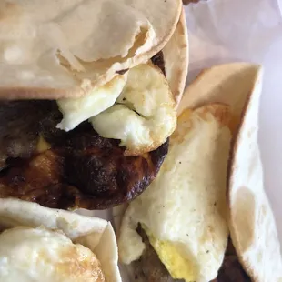 Egg and sausage wraps