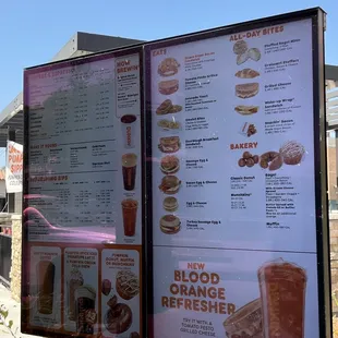 a menu for dunkin donuts