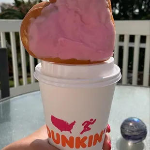 Valentine's Day donut w med hot coffee 2.2021