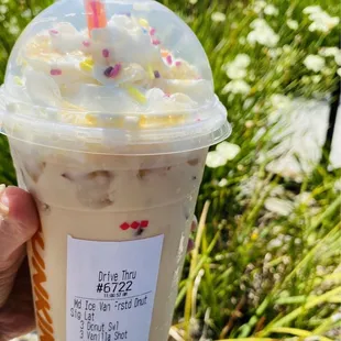 Vanilla Frosted donut signature latte - so beautiful and delicious