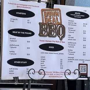 Grand opening menu