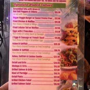 Brunch menu