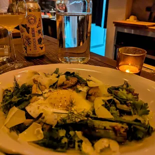 wood-roasted asparagus with fried egg