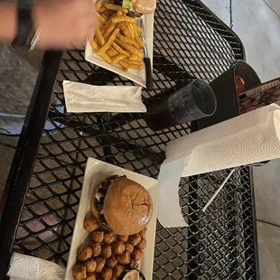 two plates of food on a table