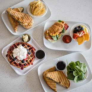 three plates of food