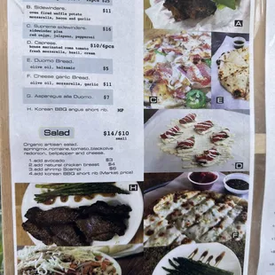 a menu for a restaurant