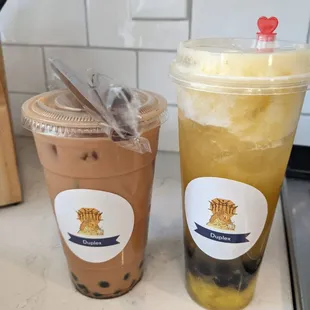 HL milk tea and pineapple tea, both are the Large size