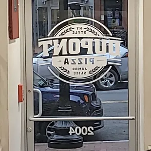 Front door of business on P Street NW from the inside.