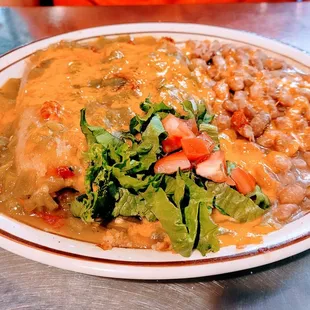 a plate of beans and greens