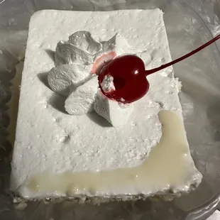a piece of cake with a cherry on top