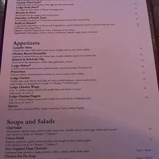 the menu of the restaurant