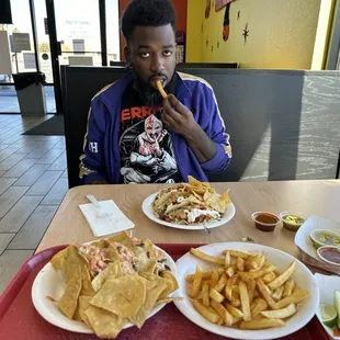 Seasoned French Fries 3 CRUNCHY SHRIMP TACOS Baja Fish Tacos and guest.