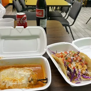 Baja Fish Tacos and Chili Relleno