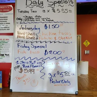 Daily Specials 5-30-22